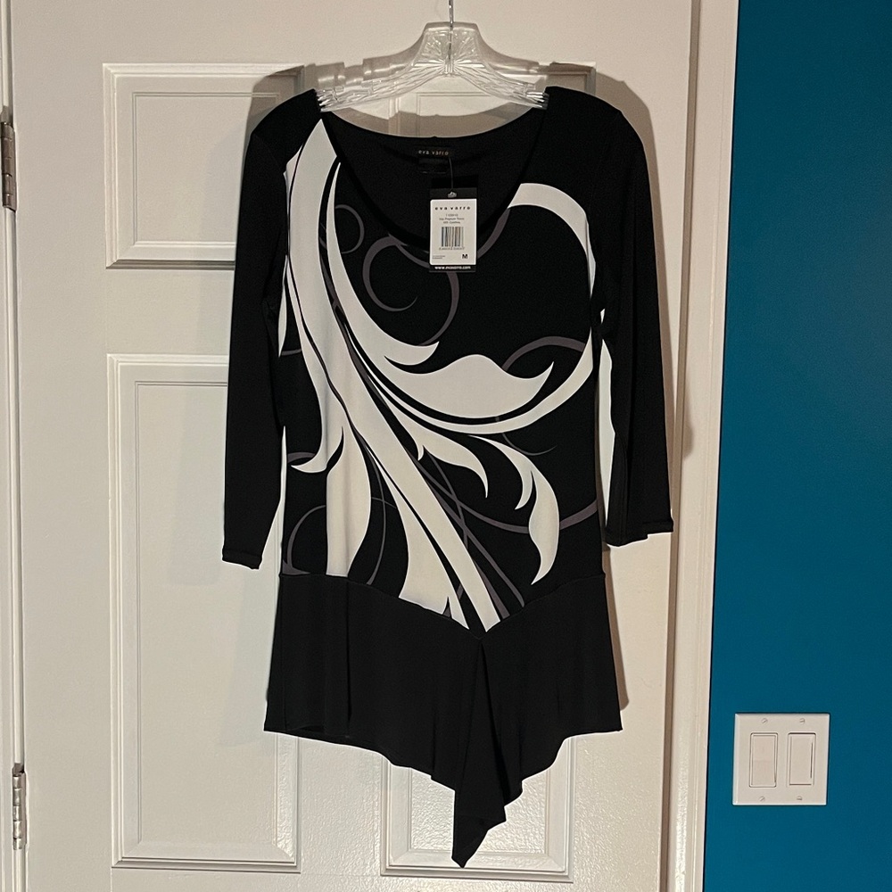 Eva Varro Black and Purple Hip Peplum Tunic